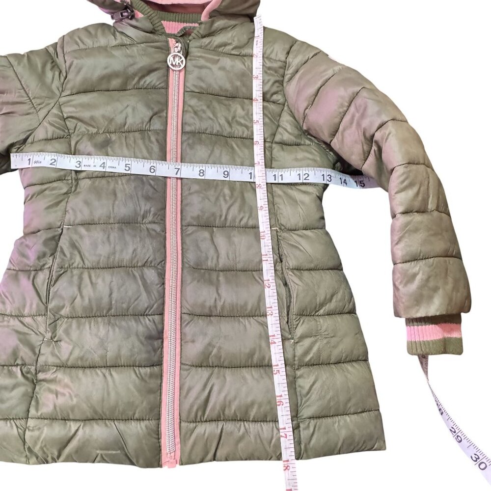 Michael Michael Kors Girls Olive Green & Pink Hoodie Puffer Jacket Size 3T - Picture 5 of 6